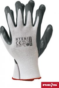 R.E.I.S. RTENI - rękawice ochronne z poliestru, powlekane nitrylem ze ściągaczem - czerwono-czarny 10 4