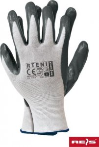 R.E.I.S. RTENI - rękawice ochronne z poliestru, powlekane nitrylem ze ściągaczem - czerwono-czarny 10 5