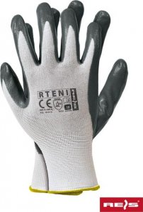 R.E.I.S. RTENI - rękawice ochronne z poliestru, powlekane nitrylem ze ściągaczem - czerwono-czarny 10 6