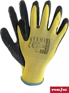 R.E.I.S. RTENI - rękawice ochronne z poliestru, powlekane nitrylem ze ściągaczem - czerwono-czarny 10 7