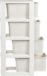 Branq Regał z 4 koszykami BranQ biel antyczna 3