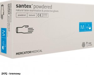 R.E.I.S. RMM-SANTEXFT - Rękawice lateksowe diagnostyczne, santex powdered (FINGERTIP TEXTURED) S 1