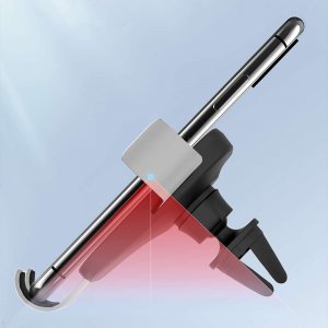 4kom.pl Uchwyt samochodowy grawitacyjny  do auta C37 do kratki na telefon Srebrny 3