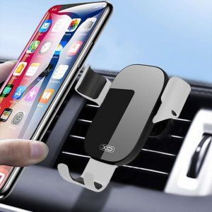 4kom.pl Uchwyt samochodowy grawitacyjny  do auta C37 do kratki na telefon Srebrny 7