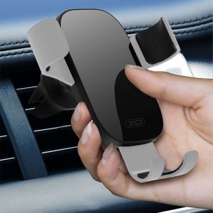 4kom.pl Uchwyt samochodowy grawitacyjny  do auta C37 do kratki na telefon Srebrny 8