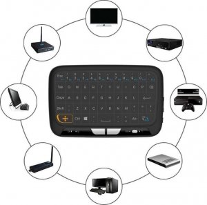 Alogy Bezprzewodowa dotykowa Klawiatura ekranowa USB Alogy Smart TV + touchpad H18 Czarna + Stojak na biurko 4