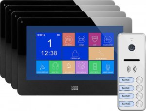 Orno Zestaw wideodomofonowy 4-rodzinny, bezsłuchawkowy kolor, LCD 7", dotykowy, menu OSD, pamięć, gniazdo na kartę SD, DVR, sterowanie bramą, czarny, FELIS MEMO MULTI4 1