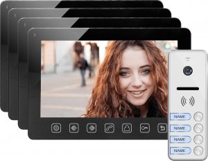 Orno Zestaw wideodomofonowy 4-rodzinny, bezsłuchawkowy, kolor,  LCD 7", menu OSD, sterowanie bramą, czarny NOVEO MULTI4 1