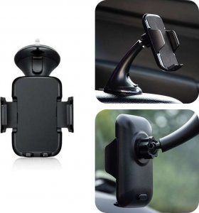 4kom.pl Uchwyt samochodowy Uniwersalny Holder do auta do telefonu na szybę deskę kokpit Black 4