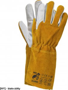 R.E.I.S. YELLOWBEE - rękawice spawalnicze skórzane długie - 35 cm - rozmiar: 1