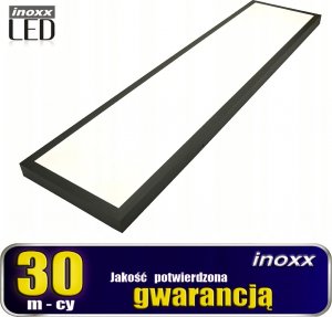 Lampa sufitowa Nvox Panel led sufitowy 120x30 48w lampa slim kaseton 3000k ciepły+ ramka natynkowa czarna 1
