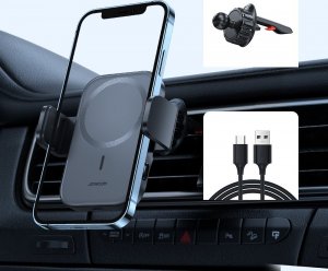 Joyroom Joyroom samochodowy uchwyt magnetyczny bezprzewodowa indukcyjna ładowarka Qi 15W (kompatybilna z MagSafe do iPhone) na kratkę nawiewu (JR-ZS295) 24