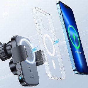 Joyroom Joyroom samochodowy uchwyt magnetyczny bezprzewodowa indukcyjna ładowarka Qi 15W (kompatybilna z MagSafe do iPhone) na kratkę nawiewu (JR-ZS295) 5