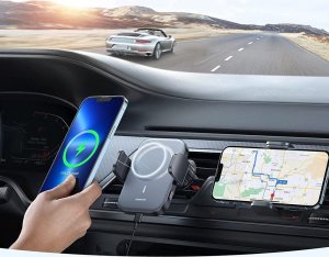 Joyroom Joyroom samochodowy uchwyt magnetyczny bezprzewodowa indukcyjna ładowarka Qi 15W (kompatybilna z MagSafe do iPhone) na kratkę nawiewu (JR-ZS295) 8