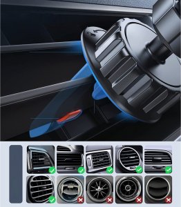 Joyroom Joyroom samochodowy uchwyt magnetyczny bezprzewodowa indukcyjna ładowarka Qi 15W (kompatybilna z MagSafe do iPhone) na kratkę nawiewu (JR-ZS295) 9