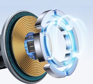 Joyroom Joyroom samochodowy uchwyt magnetyczny bezprzewodowa indukcyjna ładowarka Qi 15W (kompatybilna z MagSafe do iPhone) na kratkę nawiewu srebrny (JR-ZS290) 6