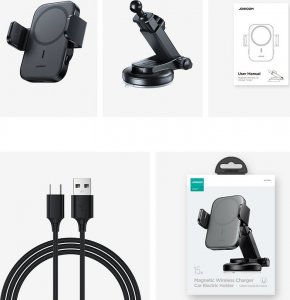 Joyroom Joyroom samochodowy uchwyt magnetyczny bezprzewodowa indukcyjna ładowarka Qi 15W (kompatybilna z MagSafe do iPhone) na deskę rozdzielczą (JR-ZS295) 14