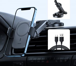 Joyroom Joyroom samochodowy uchwyt magnetyczny bezprzewodowa indukcyjna ładowarka Qi 15W (kompatybilna z MagSafe do iPhone) na deskę rozdzielczą (JR-ZS295) 20