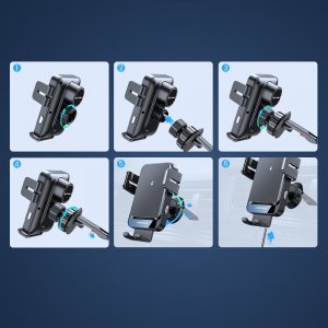 Joyroom Joyroom automatyczny elektryczny uchwyt samochodowy na kratkę wentylacyjną nawiew z ładowarką bezprzewodową Qi 15W (JR-ZS219) 10