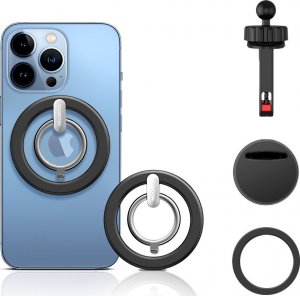 Joyroom Joyroom zestaw wielofunkcyjny magnetyczny uchwyt samochodowy ring podstawka do telefonu czarny (JR-ZS294) 16
