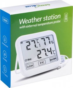 Stacja pogodowa GreenBlue Stacja pogody z sondą zewnętrzną 1,5m GreenBlue, długość przewodu 1,5m,  bateria 2xAAA, GB381 3