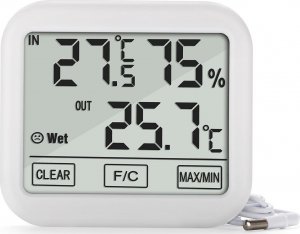 Stacja pogodowa GreenBlue Stacja pogody z sondą zewnętrzną 1,5m GreenBlue, długość przewodu 1,5m,  bateria 2xAAA, GB381 4