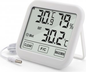 Stacja pogodowa GreenBlue Stacja pogody z sondą zewnętrzną 1,5m GreenBlue, długość przewodu 1,5m,  bateria 2xAAA, GB381 5