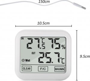 Stacja pogodowa GreenBlue Stacja pogody z sondą zewnętrzną 1,5m GreenBlue, długość przewodu 1,5m,  bateria 2xAAA, GB381 6