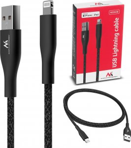Kabel USB Maclean USB-A - Lightning 1 m Czarny (MCE845B) 1