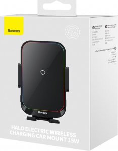 Baseus Baseus Halo uchwyt samochodowy do telefonu z ładowarką indukcyjną 15W na kartkę czarny (SUDD000001) 14