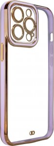 Hurtel Fashion Case etui do iPhone 12 Pro żelowy pokrowiec ze złotą ramką fioletowy 1