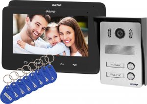 Orno Zestaw wideodomofonowy 2-rodzinny bezsłuchawkowy, kolor,  LCD 7", z czytnikiem breloków zbliżeniowych, interkom, natynkowy, INDI MULTI N 1