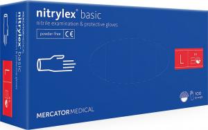 Mercator Medical Rękawice nitrylowe bezpudrowe nitrylex basic niebieskie r. L 100 szt. 1