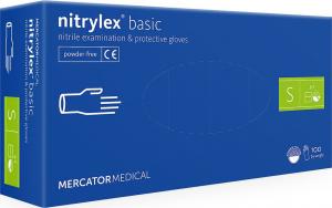 Mercator Medical Rękawice nitrylowe bezpudrowe nitrylex basic niebieskie r. S 100 szt. 1