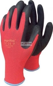 R.E.I.S. OX-LATEKS - rękawice ochronne z poliestru o chropowatej strukturze, powlekane lateksem ze ściągaczem - czerwono-czarny 8 1