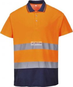 Portwest S174 - Koszulka ostrzegawcza polo dwukolorowa Cotton Comfort - pomarańczowo-granatowy M 1