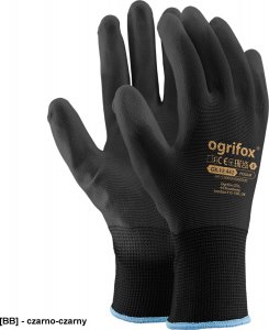R.E.I.S. OX-POLIUR - rękawice ochronne z poliestru powlekane poliuretanem - czarno-czarny 9 1