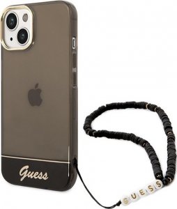 Guess Etui Guess GUHCP14SHGCOHK Apple iPhone 14 czarny/black hardcase Translucent Pearl Strap 1