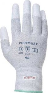 Portwest A198 - Rękawica antystatyczna do precyzyjnych prac z palcami powlekanymi PU - szary L 1