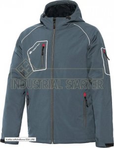 INDUSTRIAL STARTER PERFECT 04520 - Praktyczna ciepła kurtka softshellowa ISSA LINE, kaptur, odblaskowe wstawki, - czarny 3XL 3