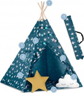 Namiot tipi dla dzieci ze światełkami Nukido - niebieski 11