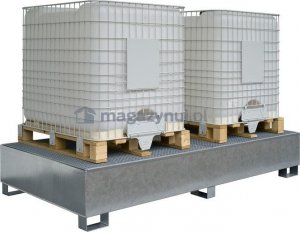 Topserw Stalowa wanna ociekowa, ocynkowana z kratownicą na 2 kontenery IBC, wym. 1300 x 2650x 430 mm 2