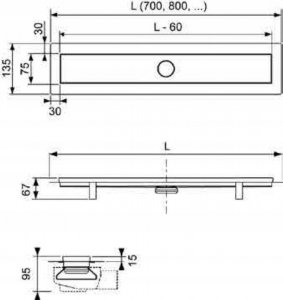 Tece TECElinus - odwodnienie liniowe z rusztem ozdobnym odwracalnym "2 w 1" 700 mm 6