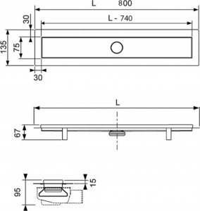 Tece TECElinus - odwodnienie liniowe z rusztem ozdobnym odwracalnym "2 w 1" 800 mm 2