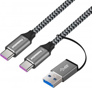 Kabel USB PremiumCord USB-A + USB-C - USB-C 2 m Czarno-szary (ku31cq2) 1