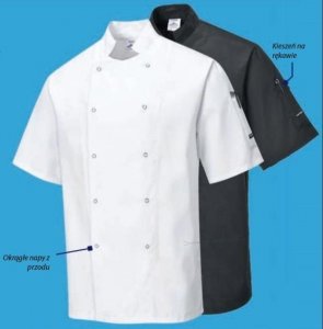 Portwest C733 - Bluza szefa kuchni CUMBRIA ze stójką z lekkiej i trwałej tkaniny - czarny L 1