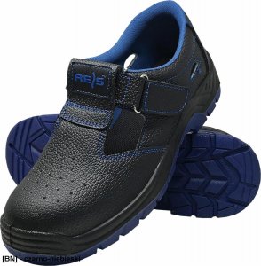 R.E.I.S. BRYESK-S-SB FO E SRC- skórzane buty bezpieczne typu sandał, podnosek, podeszwa antypoślizgowa, olejoodporna, - czarno-czerwony- 43 2