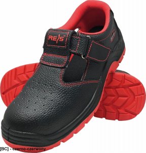 R.E.I.S. BRYESK-S-SB FO E SRC- skórzane buty bezpieczne typu sandał, podnosek, podeszwa antypoślizgowa, olejoodporna, - czarno-czerwony- 43 3
