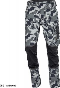 CERVA NEURUM CAMOUFLAGE spodnie - męskie spodnie robocze, 6 kieszeni, elastyczny materiał Trifibetex, nadruk moro, odblaski - antracyt 50 1