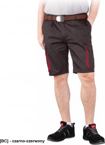 R.E.I.S. LAND-TS  - Elastyczne męskie krótkie spodnie ochronne LAND, 62% poliester, 35% bawełna, 3% elastan, 240 g/m - czarno-czerwony M 1